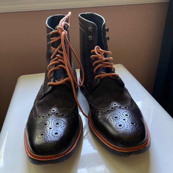 Cole Haan Air Harrison Brown Wingtip Boot Leather Lace up - Picture 2 of 13